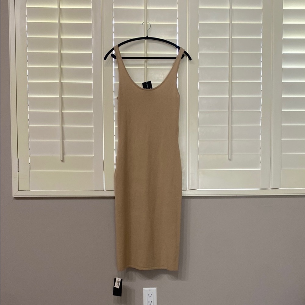 Ralph Lauren Tan Knit Midi Dress